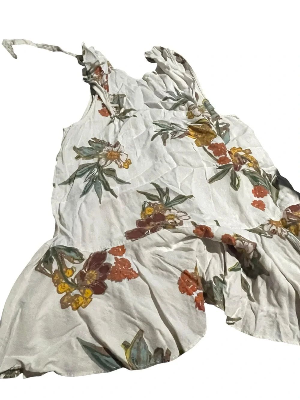 Free PeopleWhite Floral Ruffle-Hem Sundress size small like new